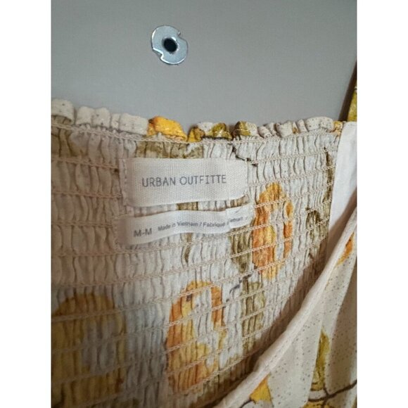 Urban Outfitters Lemon Yellow Linen Summer Ruffle Medium Tie Shoulder Mini Dress - Picture 9 of 15